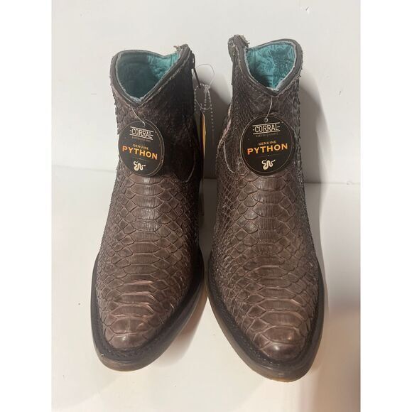 Corral Shoes - Corral Handcrafted Brown Genuine Python Woman's SZ 9.5‎ Boots New With Tags
